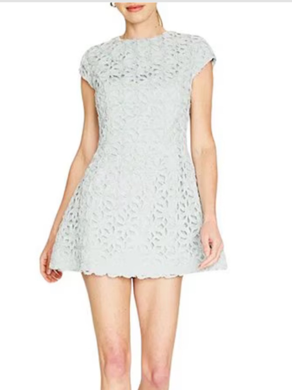 Aris Crew Neck Cap Sleeve Floral Openwork Mini Dress - Line and Dot